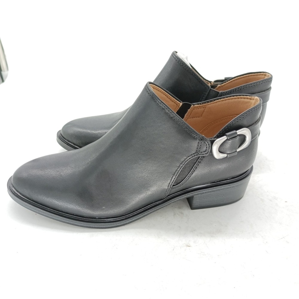 Baretraps Andreya Boots Womens Size 6 Black Ankle Block Heel Buckle NEW #104